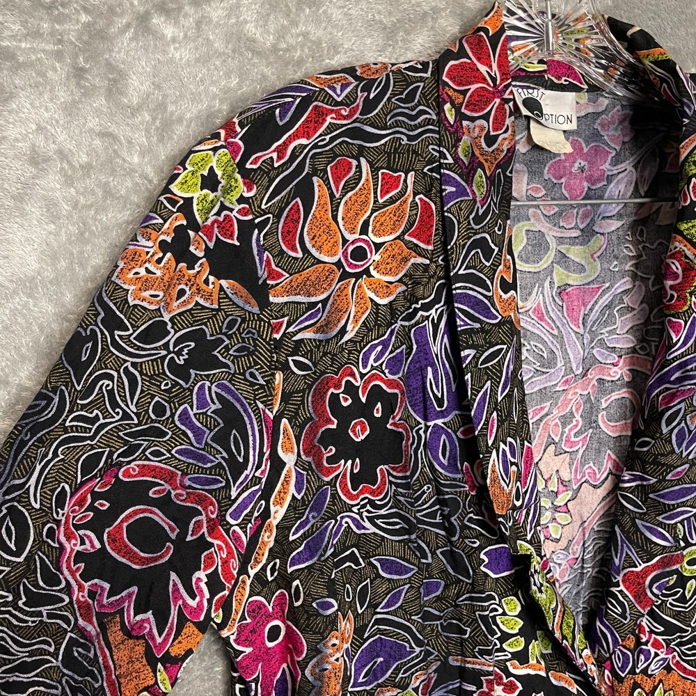Vtg Women Colorful Floral Retro Wacky 80s Structured Lightweight Blazer Jacket M